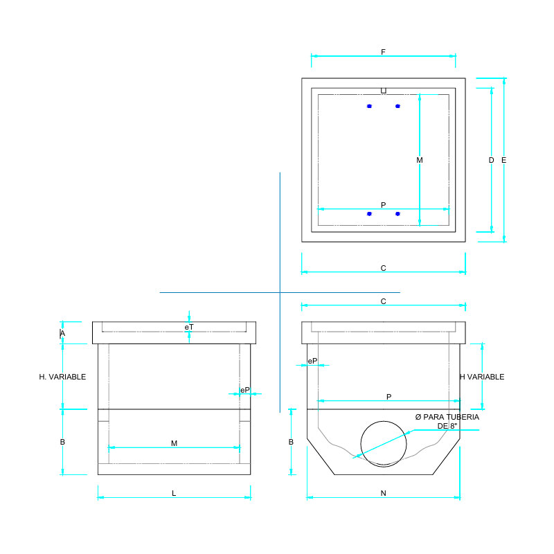 Caja de Registro de Desagüe de Concreto Prefabricado 0.45×0.60 m - Imagen 3