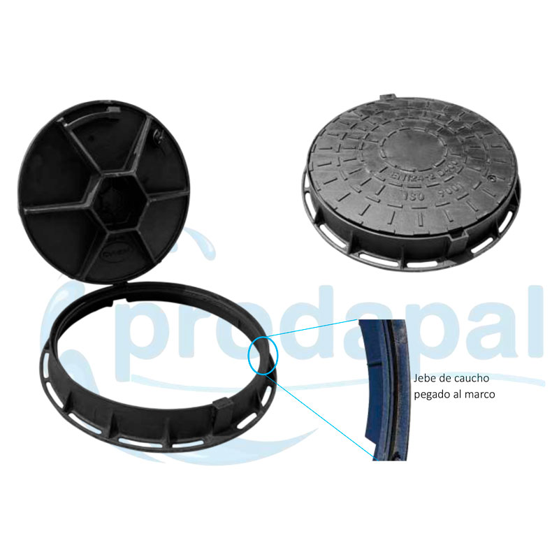 Marco y Tapa de Hierro Dúctil Tipo D400 con Seguro Antivibración – 40 ton | Prodapal - Imagen 2